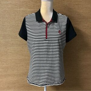 LRL Lauren Active Ralph Lauren Polo Shirt Women's XL Black White Stripe